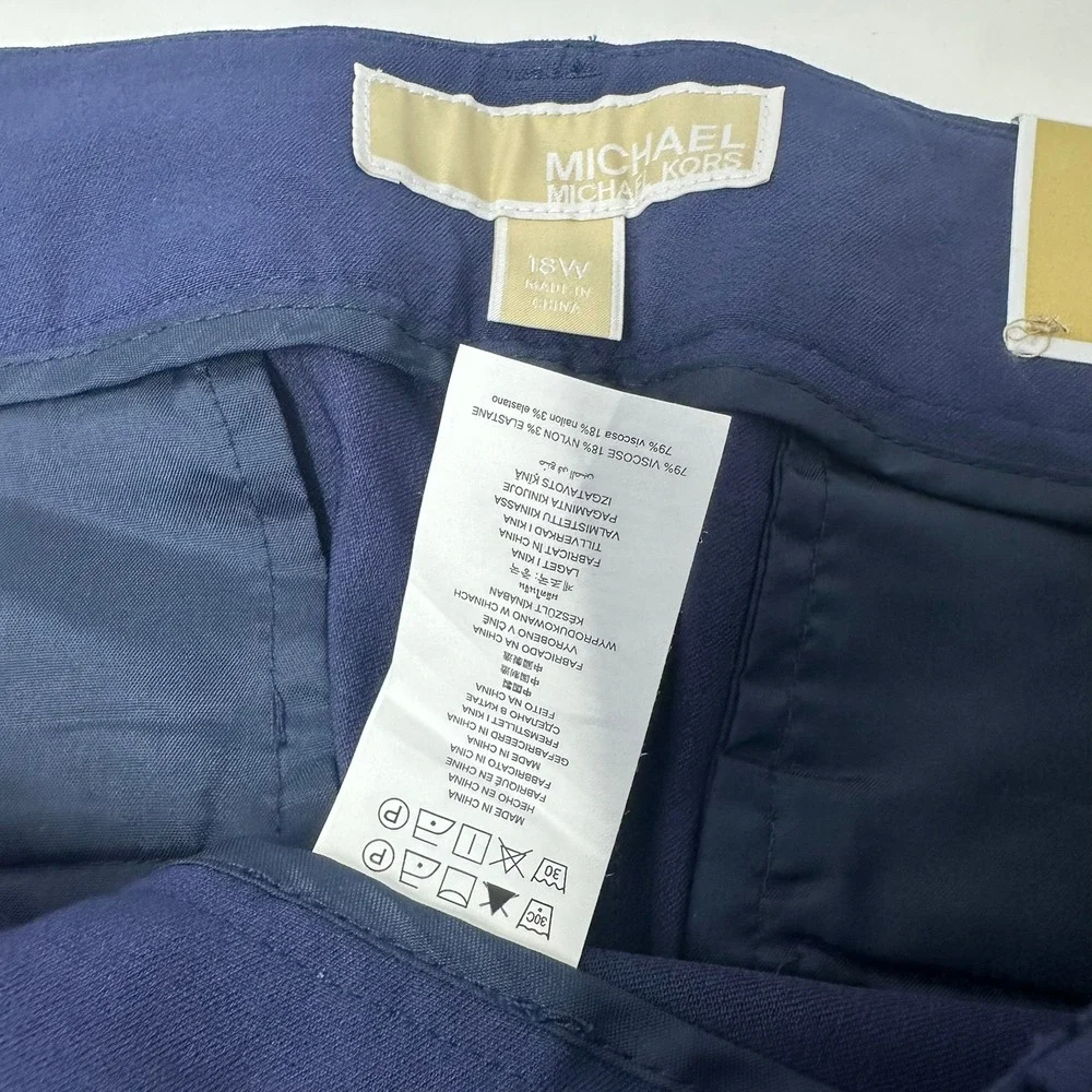 Michael Kors Pants Women 18W Blue True Navy Core of Kors Stretch Slacks